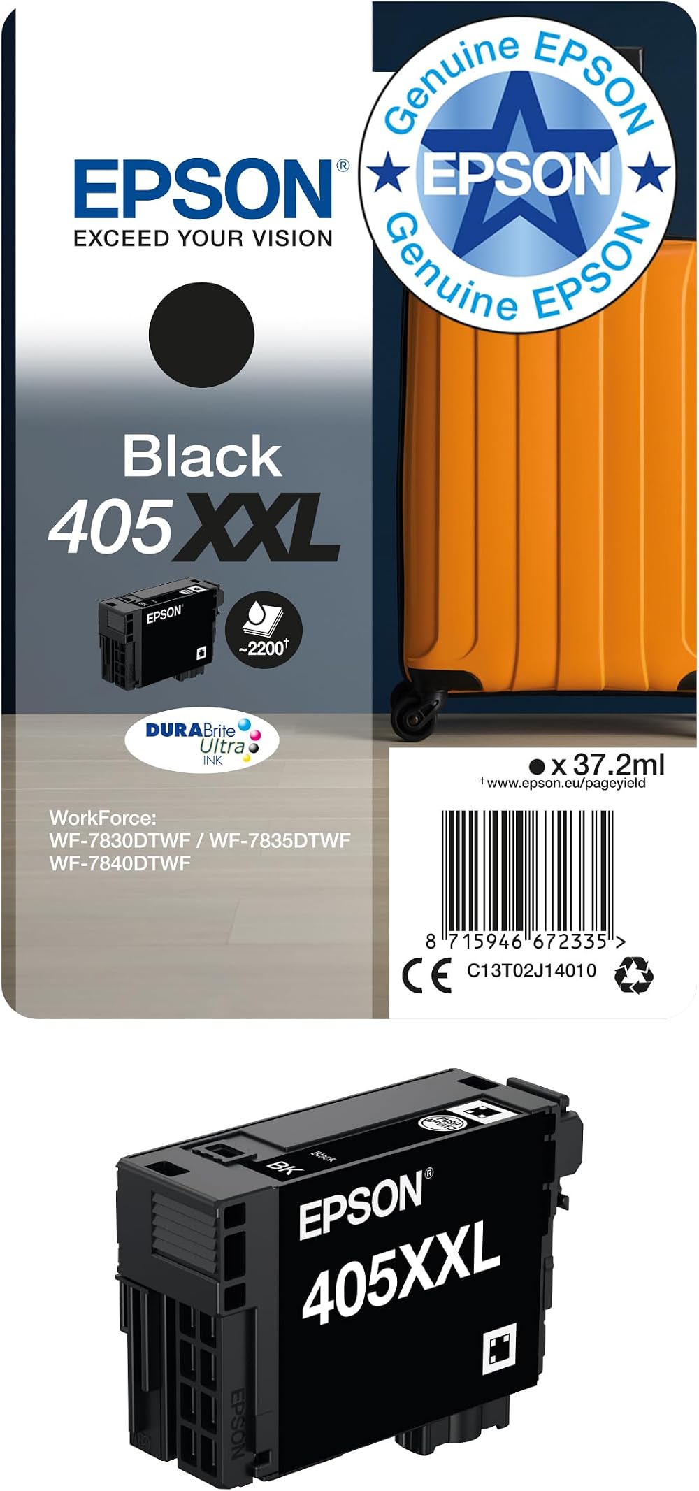 Epson 405XXL Black High Yield Genuine DURABrite Ink for WF-78XX Series