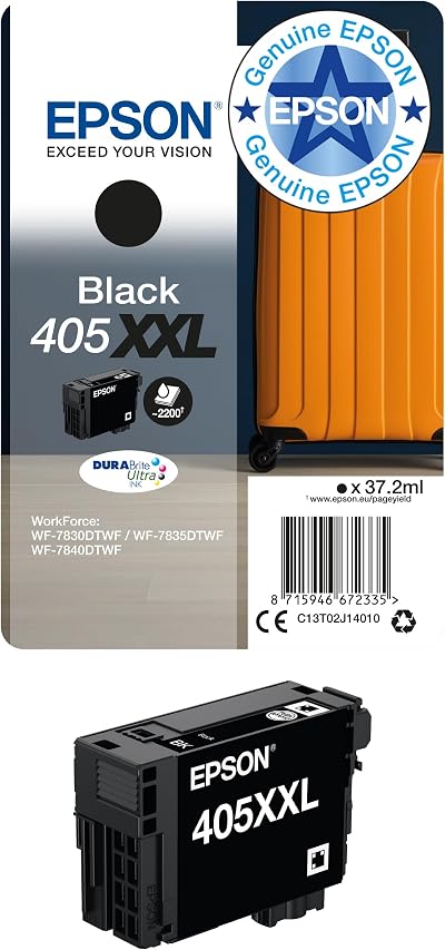 Epson 405XXL Black High Yield Genuine DURABrite Ink for WF-78XX Series