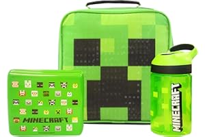 Minecraft Lunchbox Kids Boys (School Lunch Bag, Water Bottle, Pot Pot) One Size