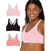 Fruit of The Loom Women's Adjustable Shirred Front Racerback Sports Bra, Multi Pack Options