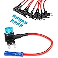 Nilight 12V Car Add-A-Circuit Fuse Tap Adapter Mini Atm Apm Blade Fuse Holder-10 Pack, 2 Years Warranty