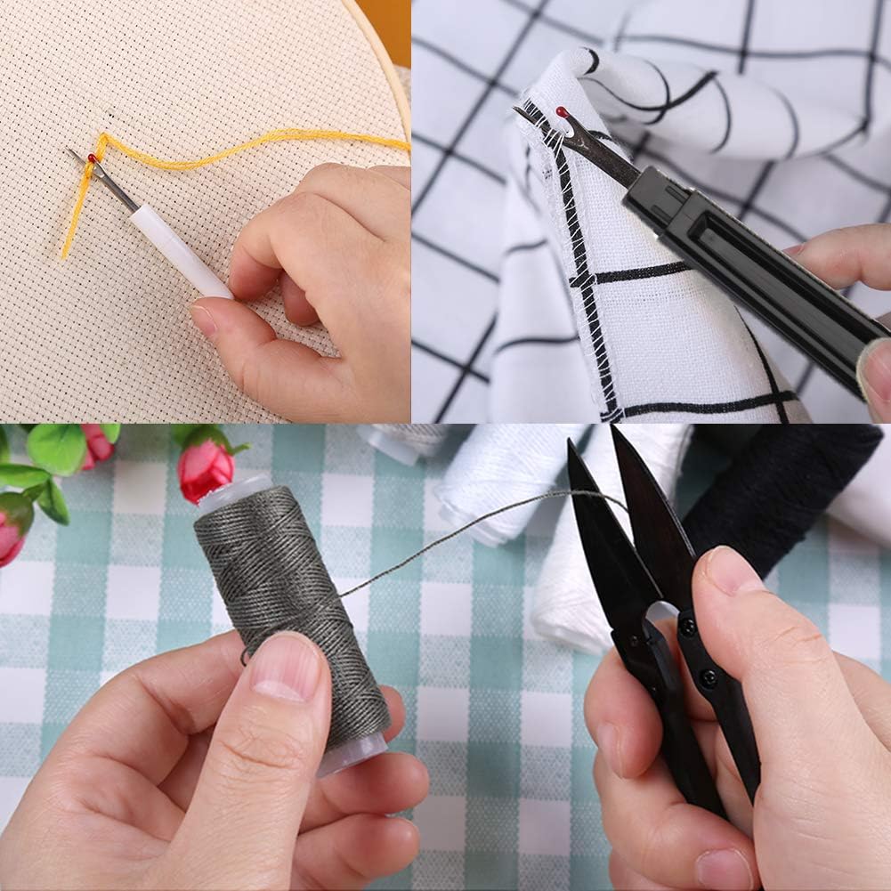 32 Pcs Leather Sewing Kit, Upholstery Repair Kit with 8 Colors Sewing Thread, Leather Sewing Needles, Awl, Scissors - Image 5