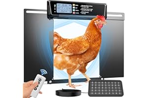 JUJOJB Extra Large Automatic Chicken Coop Door Solar Power,Anti-Pinch Horizontally Cold Weather Electric Chicken Door with Timer,Light Sensor,Aluminum Auto Chicken Door Opener with Remote Control