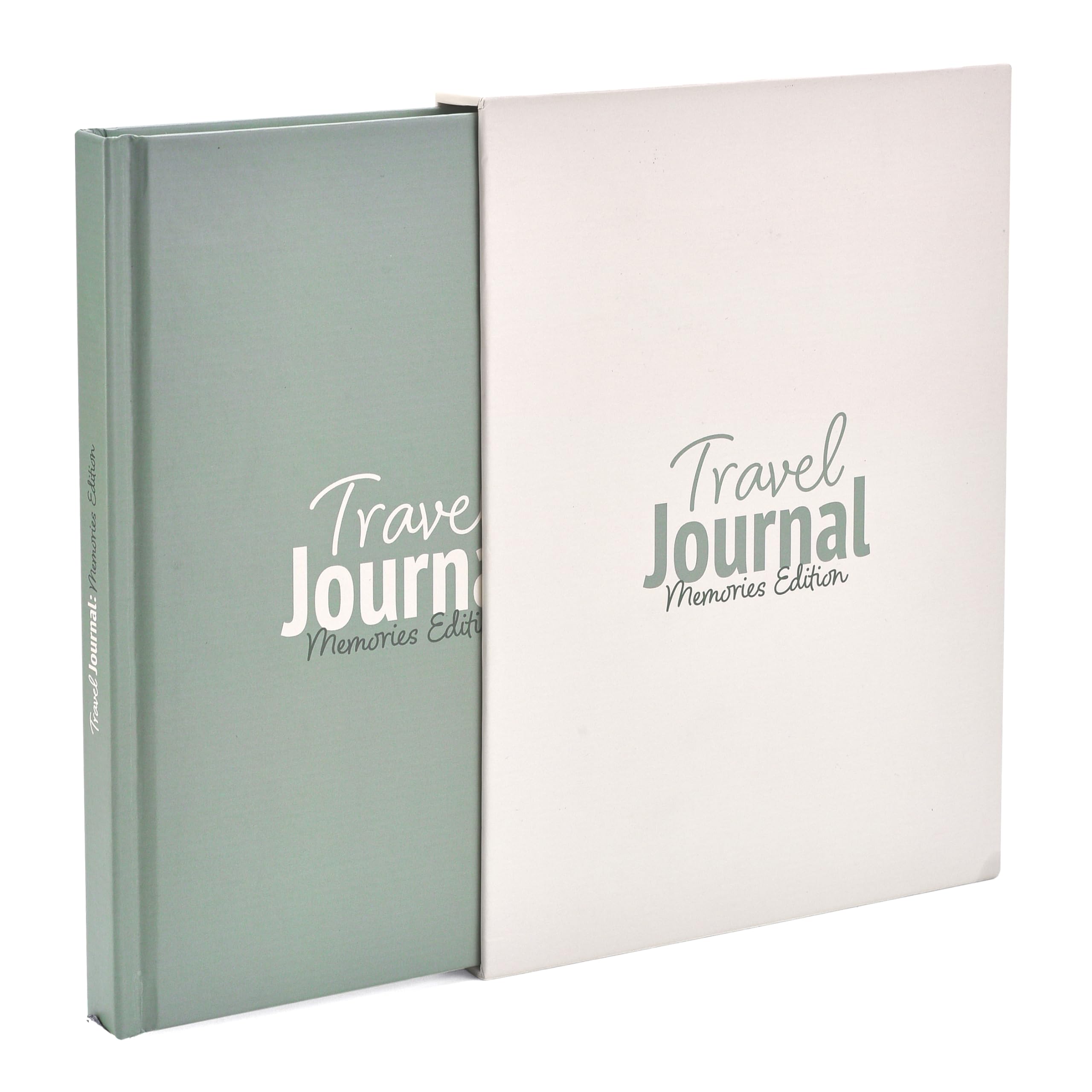 Travel Journal - Memory Book for Travel and Holidays - Journalling and Photo Space - 136 pages, for 15 Trips. Includes Photo Corner Stickers. In Gift Sleeve. Travel Gift for Women and Men - A5 Green