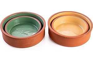 Luksyol Clay pot for cooking - Handmade round oven tajine Microwave & Safe 100% Natural earthenware Eco friendly terracotta pots Mexican Indian Korean moroccan Dishes, Bowl 4 Pack