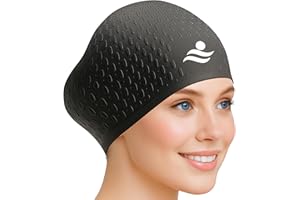 HIPPOPEA Large Swim Cap for Long Hair Women, Dreadlocks, Weaves, Hair Extensions, Braids, Curls & Afros - 3D Ergonomic Design Silicone Swim Cap Woman Kids Men Adults Boys Girls