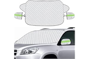 KIFIDAN 4 Layers Thickening Car Windshield Snow Cover Upgrade with Night Reflection Cld-Resistant Protection Remove Snow Prevent Frost Fit for SUV, Truck, Sedan,Van