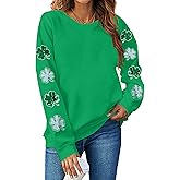 St Patricks Day Sweatshirt Women Shamrock Sweater Notre Dame Shirts Clover Top Irish Gift Long Sleeve Pullover