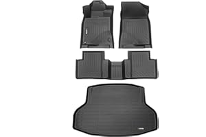 HAFIDI® Floor Mats & Cargo Liner Set Fit for 2016-2021 Honda Civic Sedan & 2017-2021 Civic Si (Not for Hatchback/Coupe/Type R) All Weather TPE Car Full Set Floor Liners Custom Accessories - Black