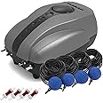 FUMAK Pond Air Pump Pond Aerators for Outdoor Ponds up to 2000 Gallons, Flow Adjustable Pond Aerator Pump All-in-One Pond Aeration Kit with Airline Tubing Air Stones Check Valves