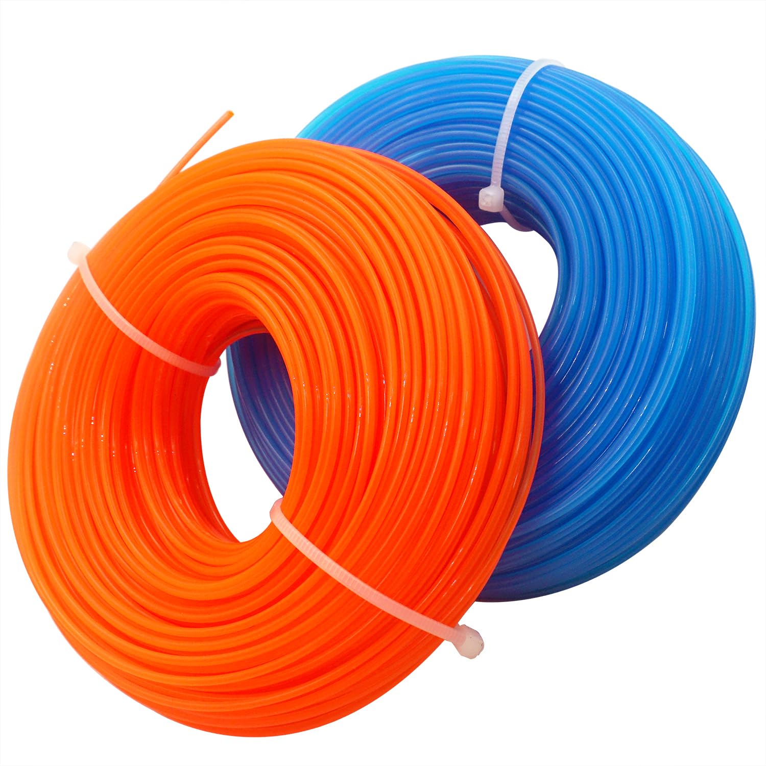 Zeqeey Replacement String Line Nylon Cord for Grass Trimmer with Length 100m, Diameter 1.6mm, 2 Rolls (Blue 50m + Orange 50m)