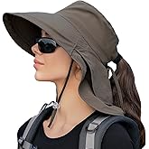 ZEXIAN Womens Sun Hat UPF 50+ Wide Brim and Ponytail Hole, Hiking Safari Hat with Neck Flap…