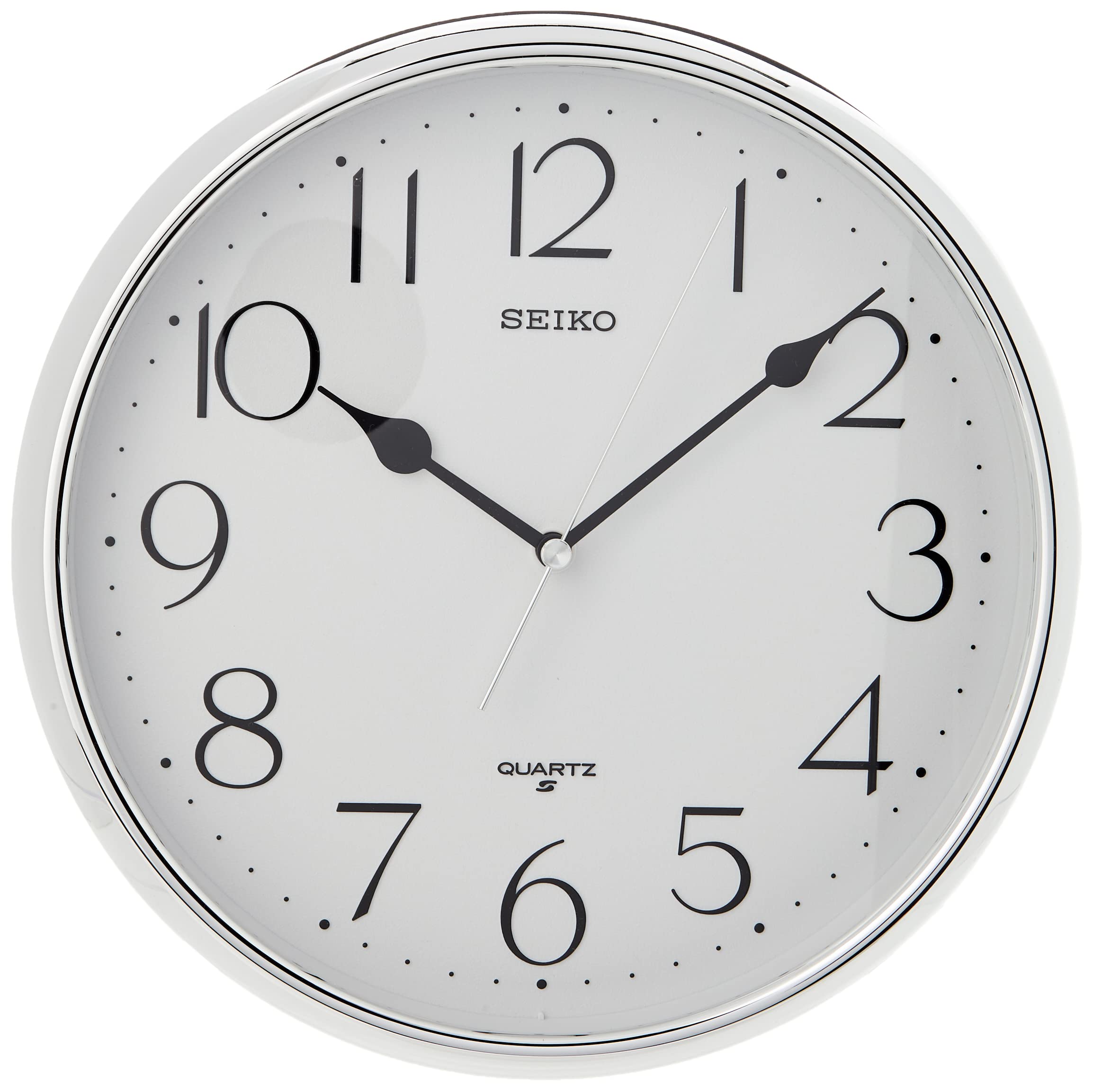 Seiko Quartz Wall Clock with Arabic Numerals - Silver, 30 x 5 x 29.5 cm
