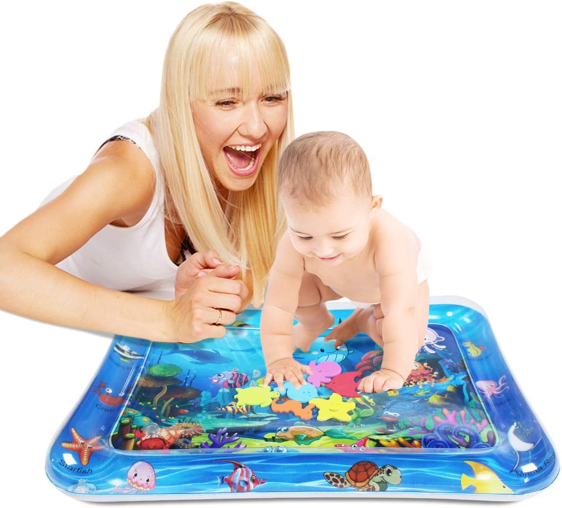 SUNSHINEMALL Tummy Time Baby Water Play Mat Infants & Toddlers, Inflatable Play Mat Toy,Tummy Water Mat for Baby Sensory Development and Stimulation Growth.BPA Free. (Square+Updated): Toys & Games