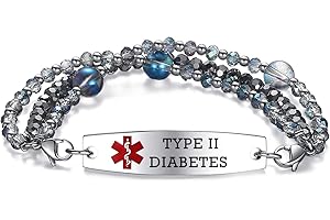 mnmoom 7.5 inch interchangeable Medical id bracelets for Women beads Medical alert bracelets with customize engraving