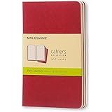 Moleskine Cahier Journal, Soft Cover, Pocket (3.5" x 5.5") Plain/Blank, Cranberry Red, 64 Pages (Set of 3)
