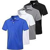 TAGIHOO 4 Pack Boys Mesh Athletic Polo Shirt Quick Dry Golf Moisture Wicking Active Short Sleeve for Youth