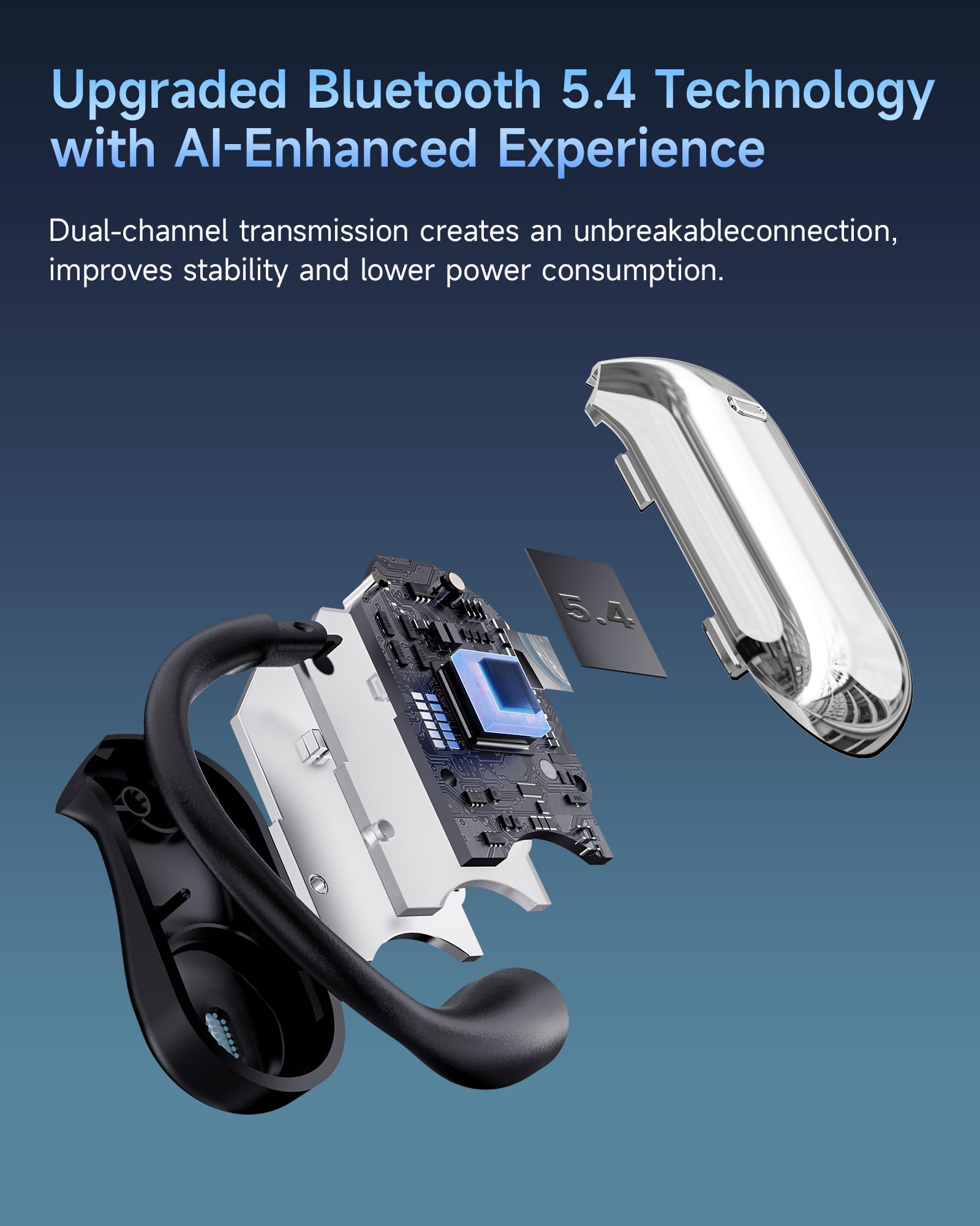 MAIJOFO AI Translation Earbuds Real Time, 144 Language Translator Earbuds OWS 4-in-1 Translation Headphones, Fit iOS and Android, Ideal for Travel Business Learning（Ink Black）