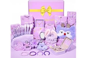 HOOSTEE Teen Girl Gifts Trendy Stuff, Christmas Gifts for Tween & Teen Girls - 9 Wrapped Birthday Gifts 11 PCS, with Inspiring Tasks & Makeup Bag, Optimized Empowering Bow Gift Sets for Daughter Niece Sister