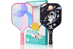 QYNTELIX Kids Pickleball Paddle - Little Mermaid/Astronaut Galaxy Pickleball Paddle, Lightweight Honeycomb Core, Pickleball Gifts for Children 12 and Under…