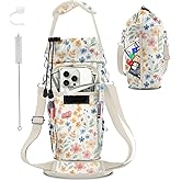LAOTANGJIA Water Bottle Carrier Bag with Phone Pocket for Stanley Cup 30/32/40 oz Tumbler with Adjustable Strap,Insulated Water Bottle Holder Pouch Crossbody Sling for Walking Travel