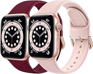 HAMIKAKA Band Compatible with Apple Watch Band 38mm 40mm 42mm 44mm, Silicone Buckle Replacement Strap Wristband Compatible with iwatch Apple Watch Series 6 5 4 3 2 1 SE Women/Men