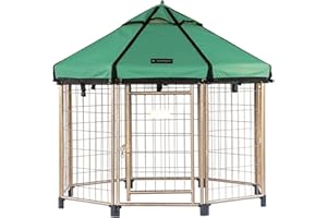 Advantek Win World Pet Gazebo Indoor and Outdoor Metal Dog Kennel with Umbrella Roof, 4ft Hunter Green