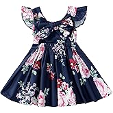 LYSMuch Toddler Baby Girl Solid Color Ruffle Backless A-Line Hem Tie Dresses