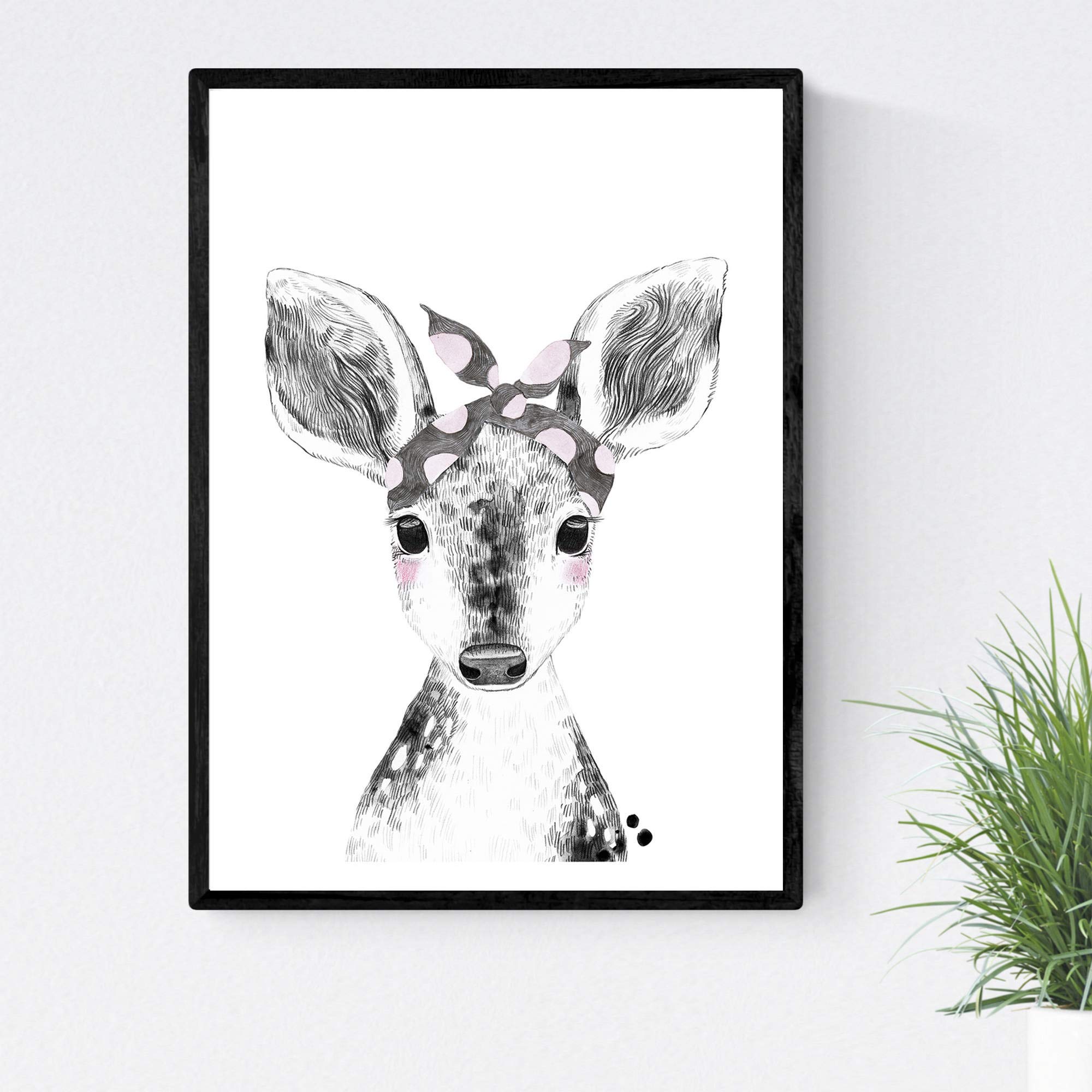 Nacnic Children blade with baby deer head scarf animal poster child size A4 Unframed