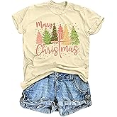 Merry Christmas Shirt for Women Buffalo Plaid Christmas T Shirts Xmas Graphic Tees Casual Holiday Tops