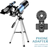 AOMEKIE 70mm Refractor Telescope 150X with Tripod Moon Filter Smartphone Adapter view 7