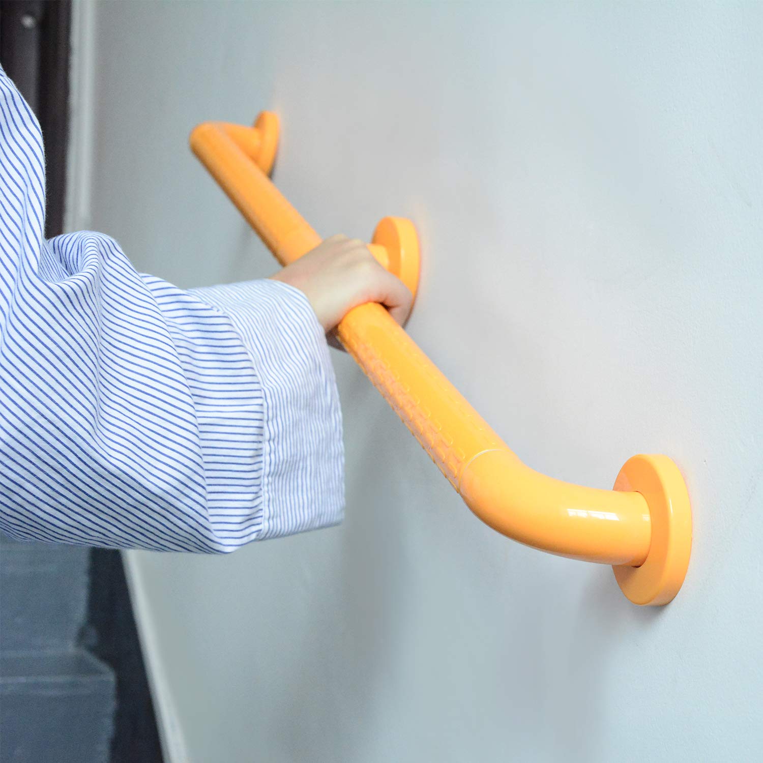 Nisorpa Stair Handrail 100 cm/1 m Ø 35mm Wall Mounted Banister Rail Kit with Brackets and Non-Slip Nylon Coated Grab Stainless Steel Tube for Indoor Outdoor Use