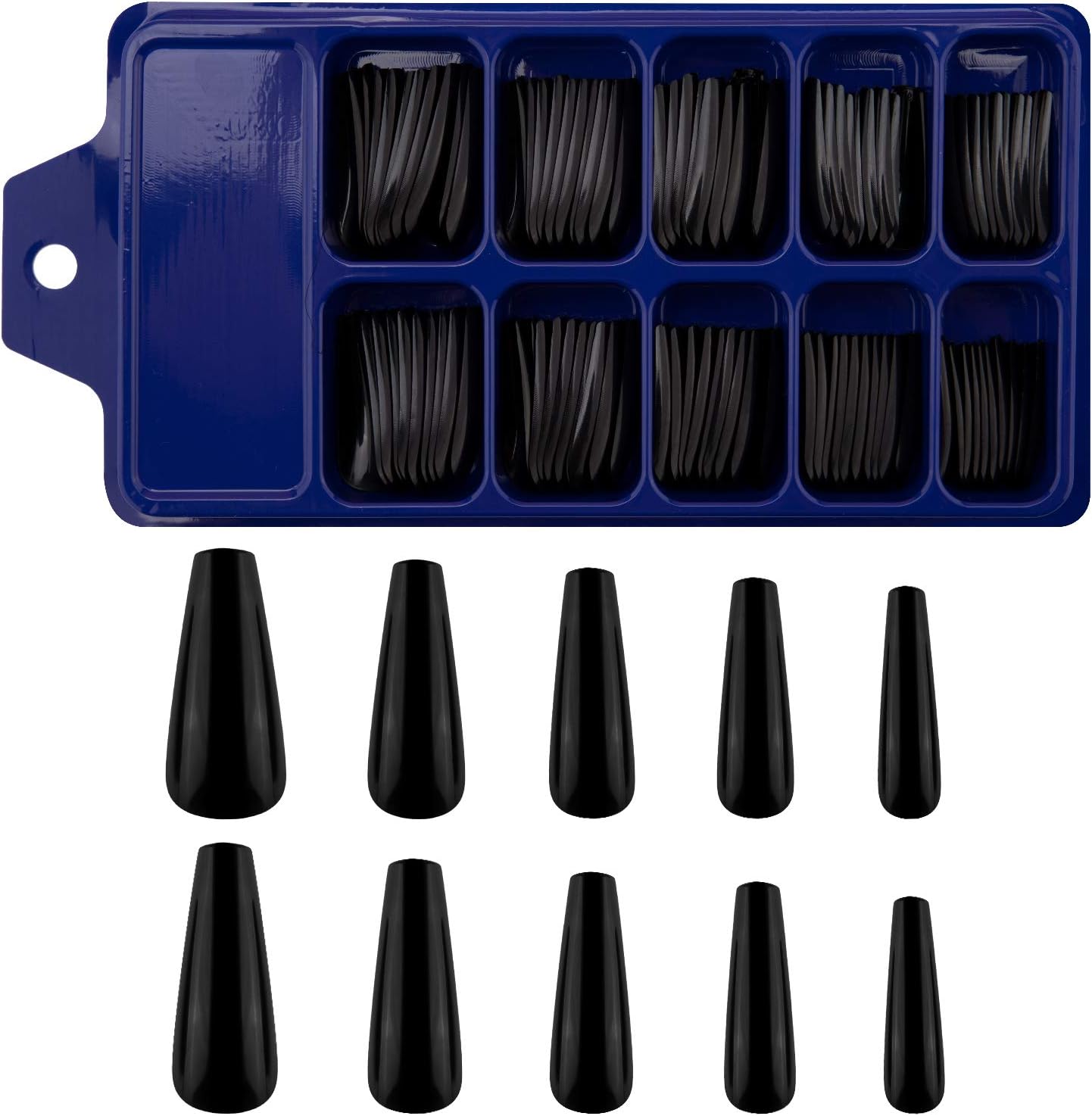 SAVITA 100Pcs Extra Long Press on Nails Acrylic Artificial Fake Nails Coffin Long Ballerina Full Cover False Nails for Nail Art Nail Salon Supplies (Black)