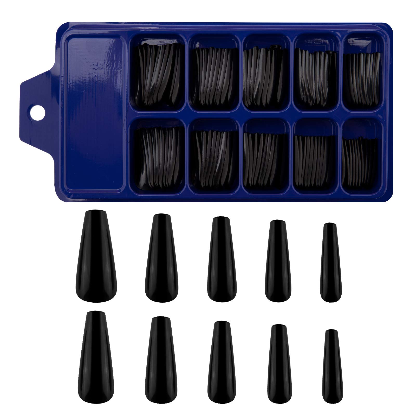 SAVITA 100Pcs Extra Long Press on Nails Acrylic Artificial Fake Nails Coffin Long Ballerina Full Cover False Nails for Nail Art, Nail Salon Supplies (Black)