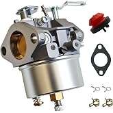 Strongthium 640052 Adjustable Snowblower Carburetor for Tecumseh | 640349 640054 640058 640058A HMSK80 HMSK90 LH318SA LH358SA 8HP 9HP 10HP Carb Generator Chipper Shredder &amp; Primer Bulb