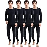 Jecery 4 Set Thermal Underwear for Men Cotton Long Underwear Soft Warm Men's Thermal Underwear Bottoms and Tops for Winter