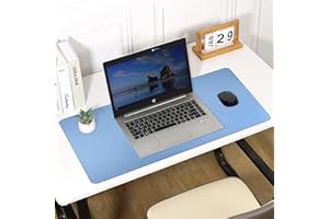 Busnos Desk Cover Mat Light Blue Computer Mat Desk Pads On Top of Desks Cute Desk Mat Pad Mat 31.5"x15.7" Laptop Mat for Desktop PU Leather Large Mouse Pad Desk Office Desk Accessories Supplies