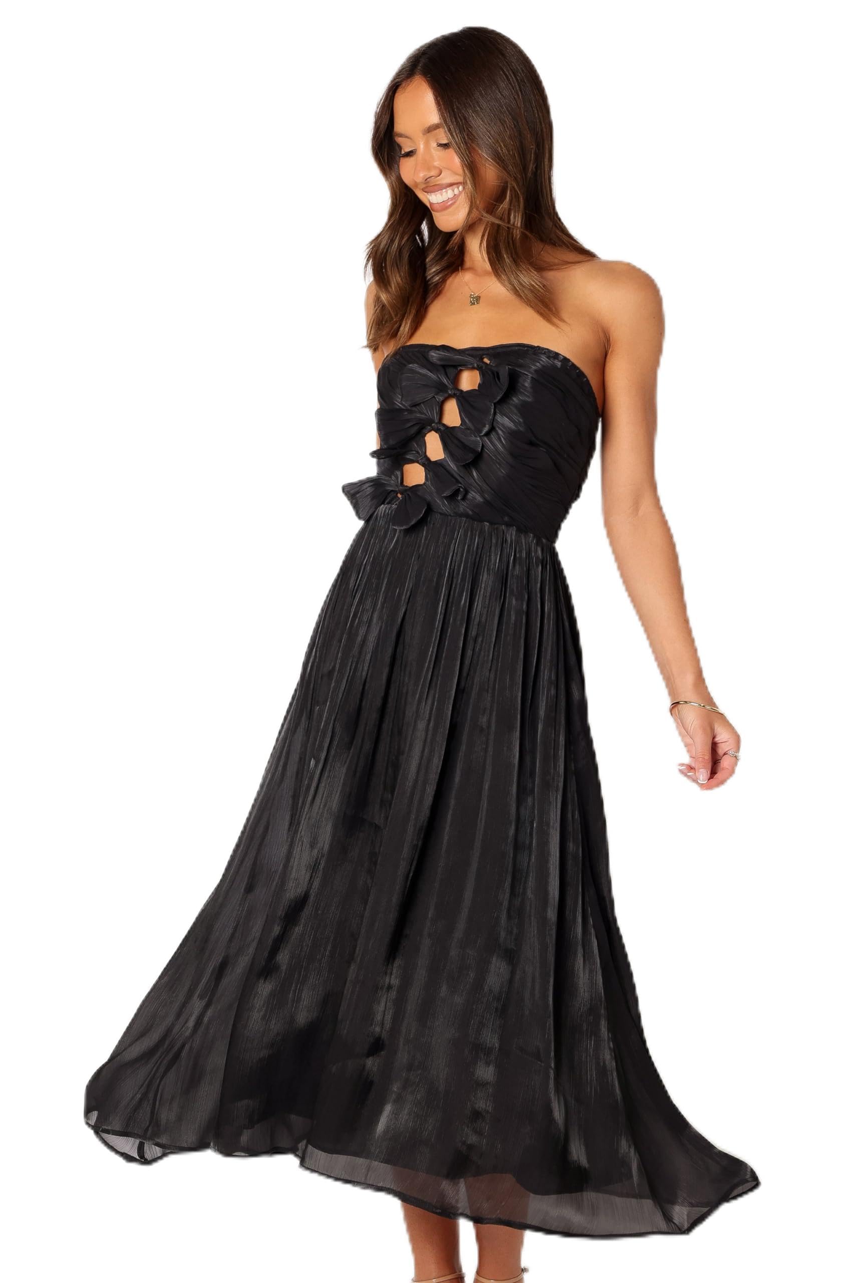 Mila Strapless Midi Dress – Black XS