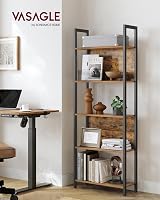 VASAGLE 5 Tier Bookcase Storage Shelf Rustic Brown Industrial Steel Frame view 4
