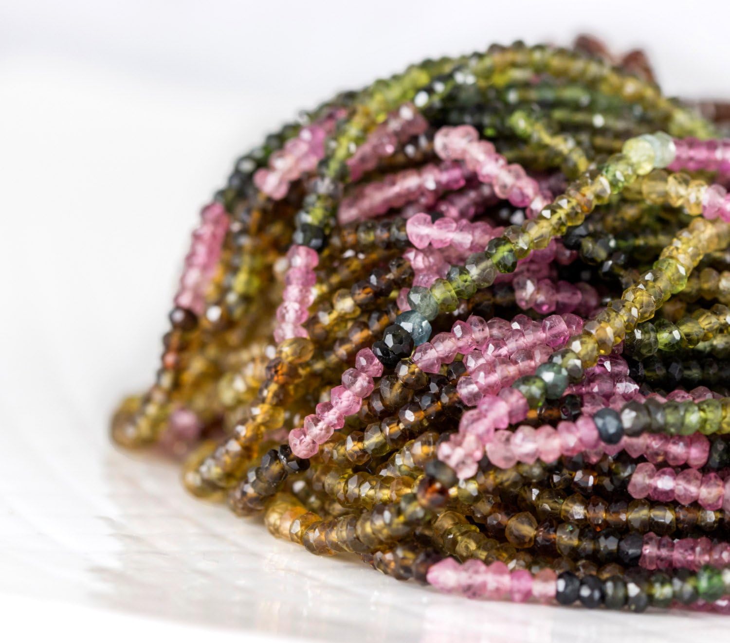 Green and Pink Tourmaline Beads, 3.5mm Watermelon Tourmaline Rondelle, Faceted Gemstone Beads, 13 inch full Strand - AAA Quality