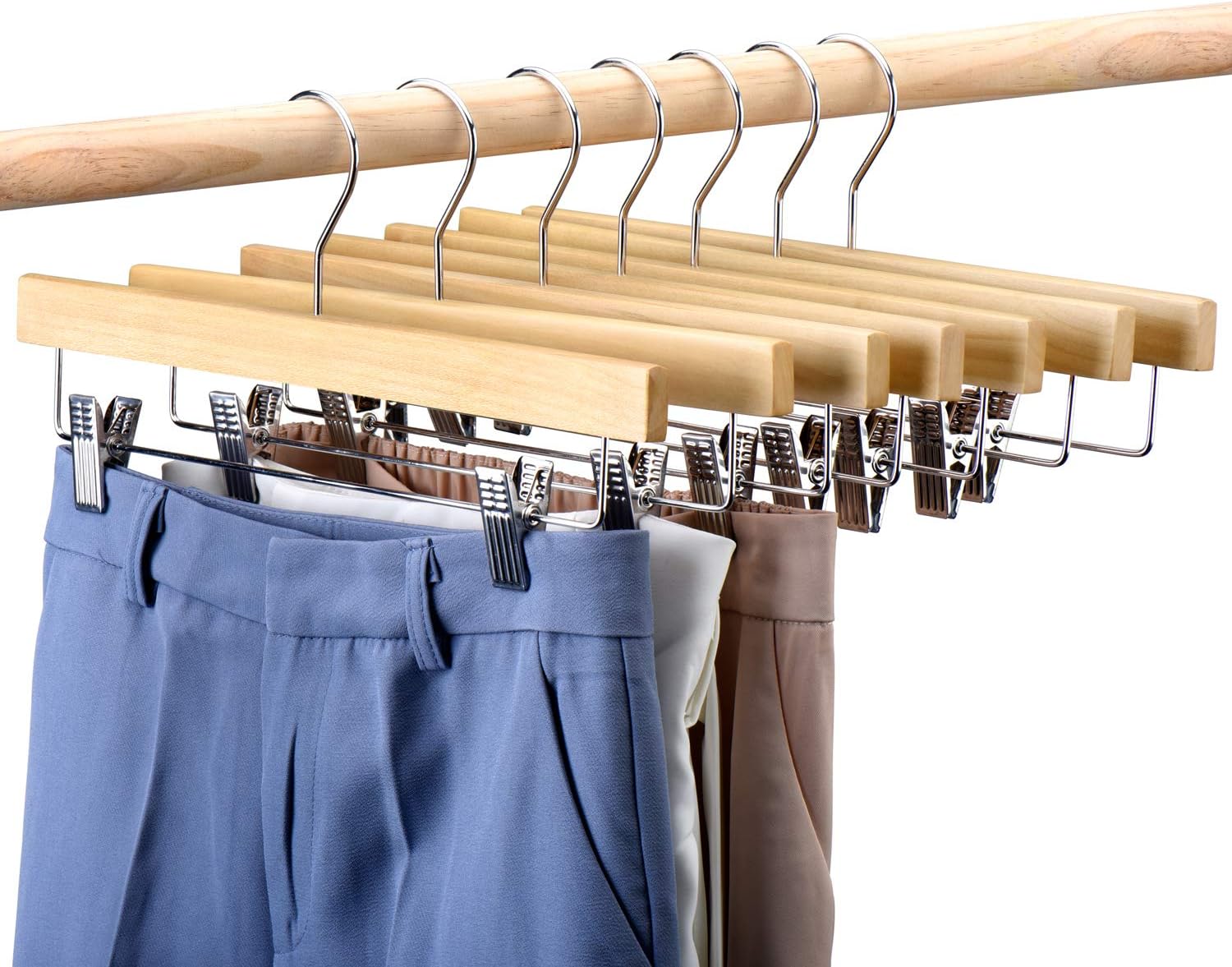 HOUSE DAY 25Pcs Wooden Trouser Hangers 35cm Wood Pant Hangers With