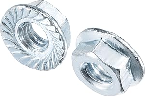uxcell 1/4"-20 Serrated Flange Hex Lock Nuts, Carbon Steel Zinc Plated 50pcs