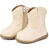Newsonet Baby Cowboy Cowgirl Boots Infant Western Boots Toddler Boys Girls Round Toe Riding Mid Calf Boots All Seasons for 6 9 12 18 24 Months