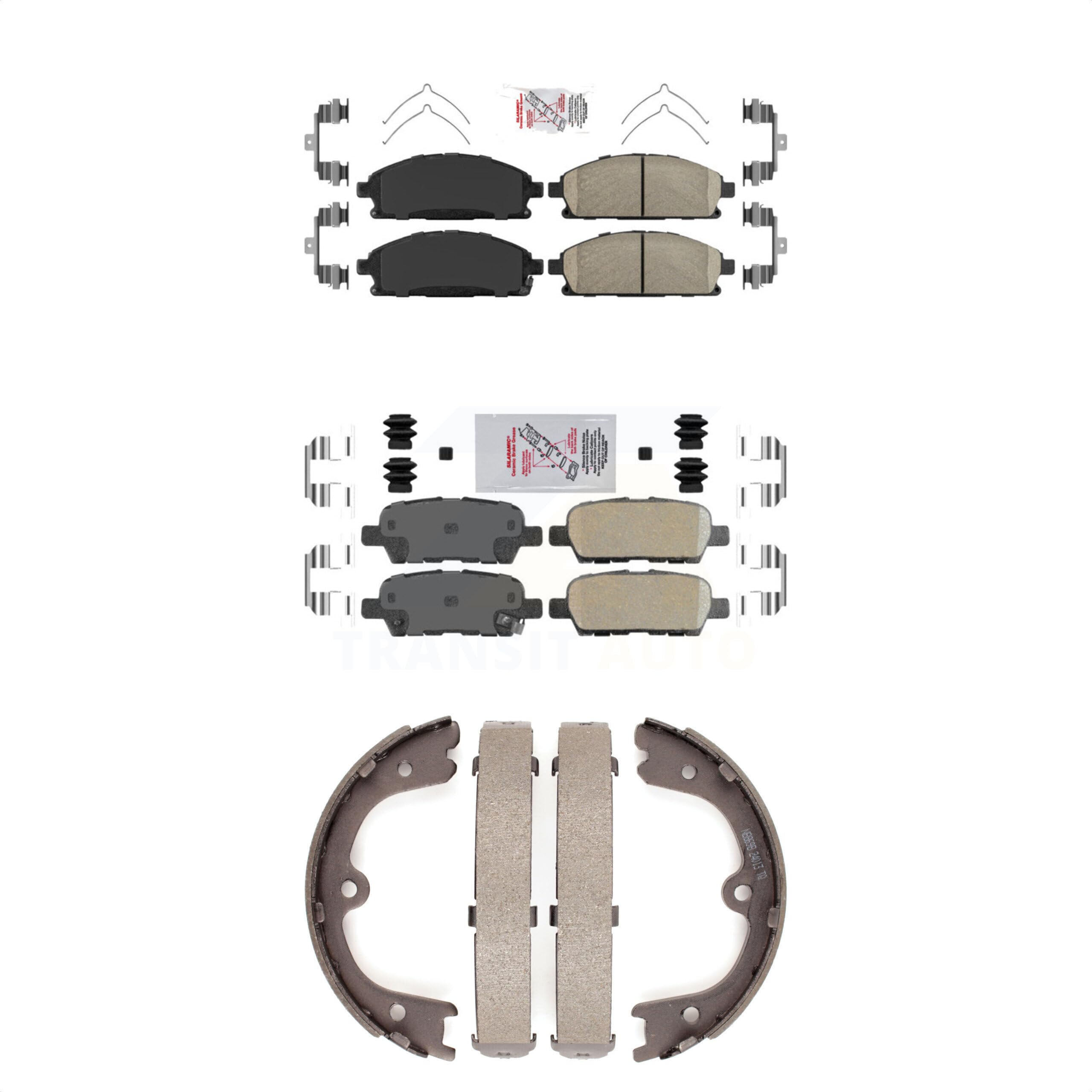 Transit Auto Front Rear Ceramic Disc Brake Pads Kit