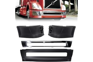 TORQUE Volvo VNL Bumper Set (with Fog Light Holes) Replacement for 2004-2015 Semi Trucks Driver Left Side LHD Passenger Right Side RHD Front Center(TR004, TR011)