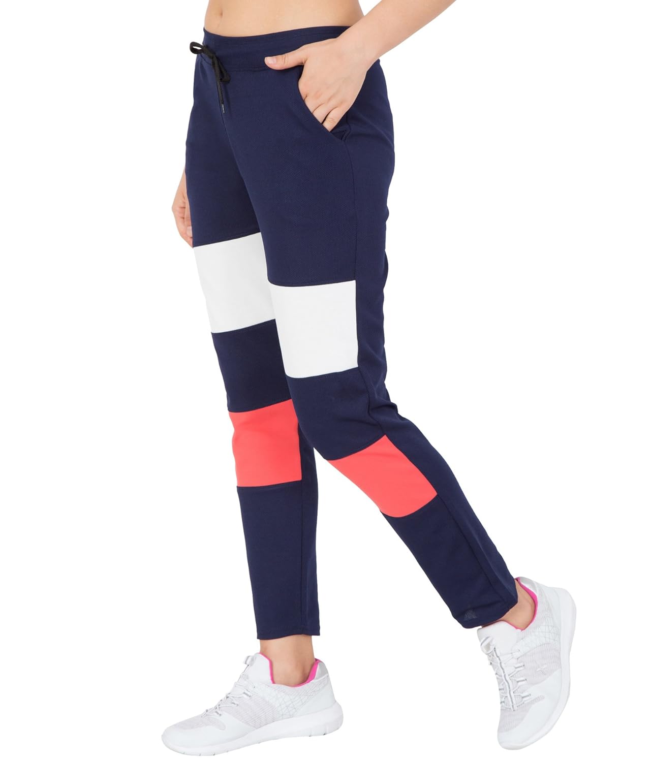 american-elm women's navy blue self design trackpant