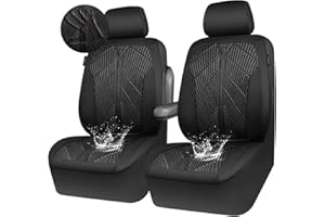 CAR Pass Waterproof Car seat covers Front Seats covers Neoprene Wetsuit, All-Weather Non-Slip Durable, Universal Fit for SUV Sedans Trucks Vans Automotive, Armrest Airbag Compatible, 3D Emboss 2 Black