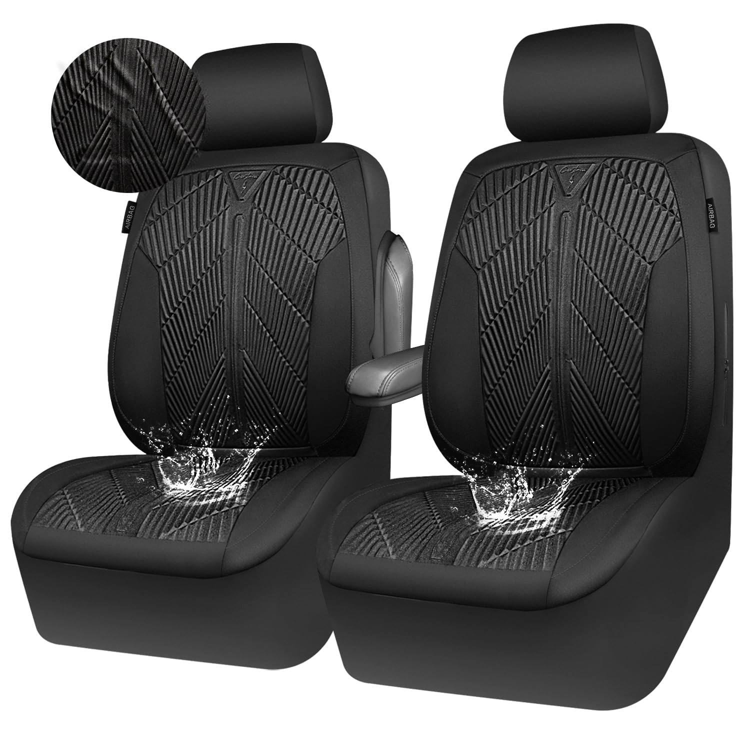 Photo 1 of CAR Pass Waterproof Car seat covers Front Seats covers Neoprene Wetsuit, All-Weather Non-Slip Durable, Universal Fit for SUV Sedans Trucks Vans Automotive, Armrest Airbag Compatible, 3D Emboss 2 Black