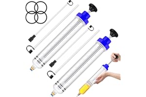 Lothee 2 Pack 500cc Automotive Fluid Extractor Pump Oil Extractor Hand Syringe Pump with Hose Manual Suction Vacuum Fuel Car Transfer for Power Steering, Hydraulic Fluid (Blue)