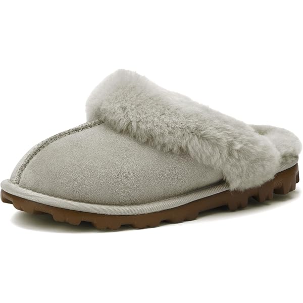 MYLUNE HOME - Pantuflas De Piel De Oveja Real Para Mujer, Cálidas Pantuflas De Piel De Oveja Para Mujer, Marrón Claro, 42.5/43 EU